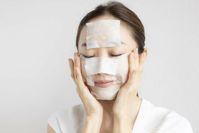 顔全体にコットン