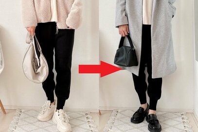 GU 2900円の「ニットジョガーパンツ」が人気。大人が履きこなすには“きれいめ”がコツ