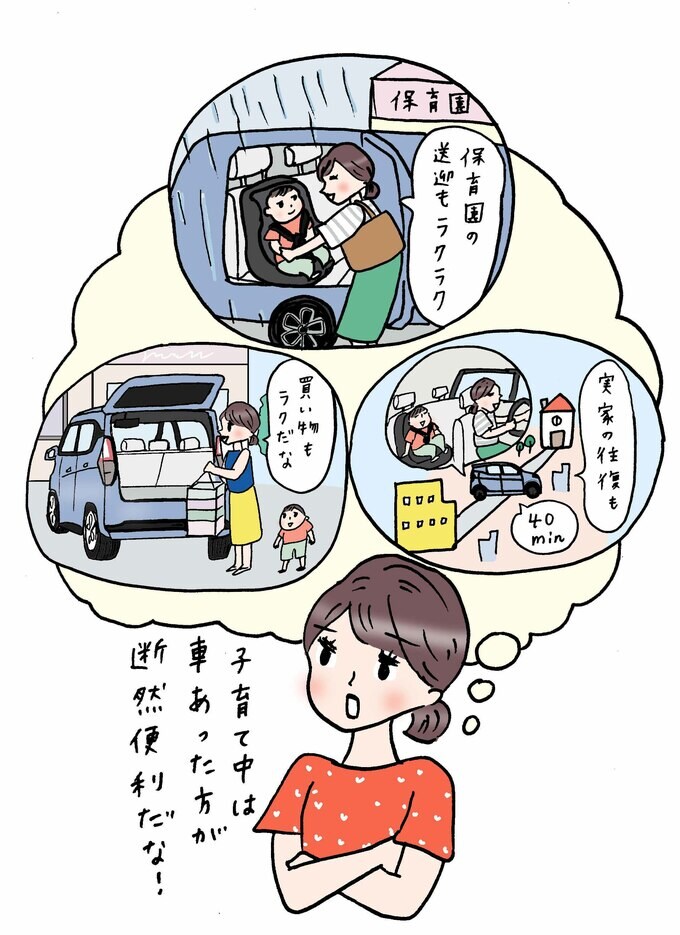 子育て中は車が合った方が便利なイラスト
