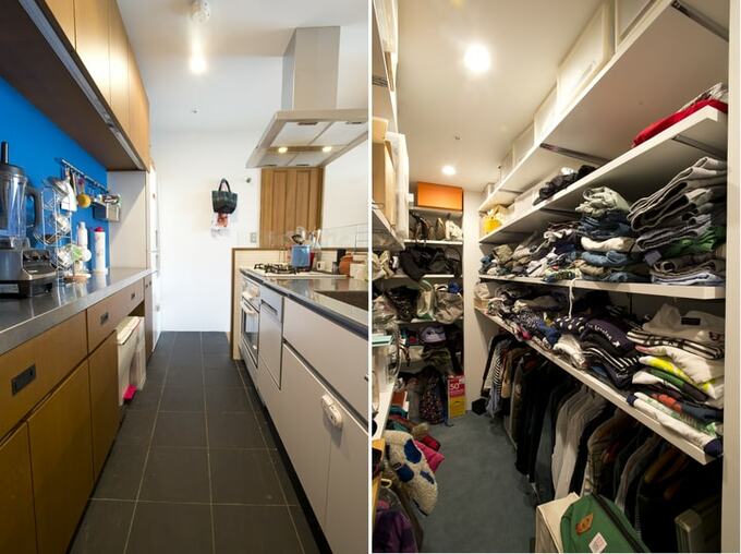 キッチン奥にクロゼット
