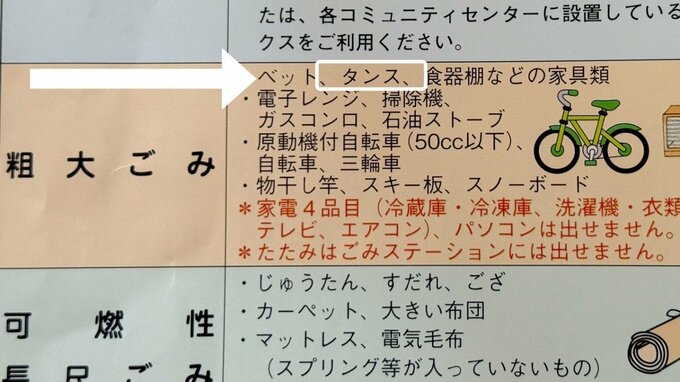 自治体　ゴミ収集表