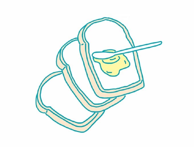 バターを塗ったパンのイラスト