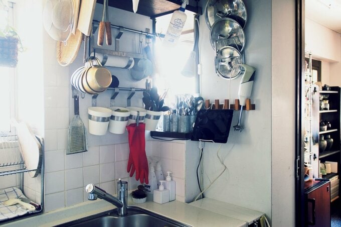 水回りの引っかけ収納の様子