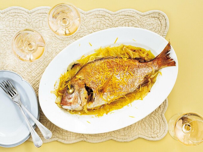 鯛とタマネギのオーブン焼き