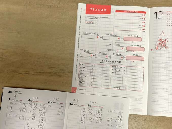 家計簿とスケジュール帳