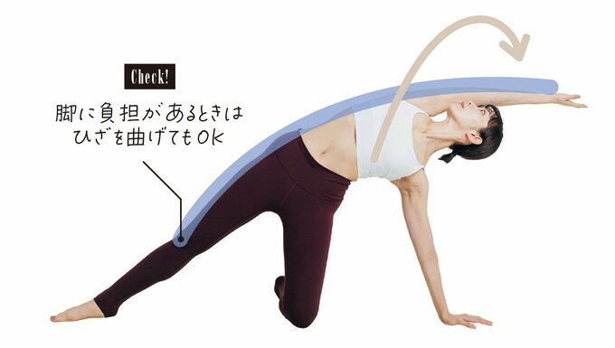 体の側面を伸ばしながら胸を開く