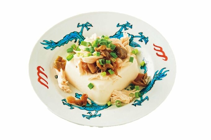 蒸し鶏とザーサイのゴマ油塩やっこ