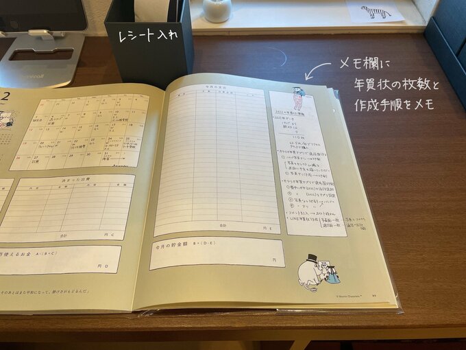 開いた家計簿
