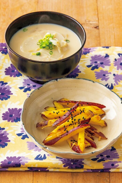 大根とゴボウの豆乳みそ汁