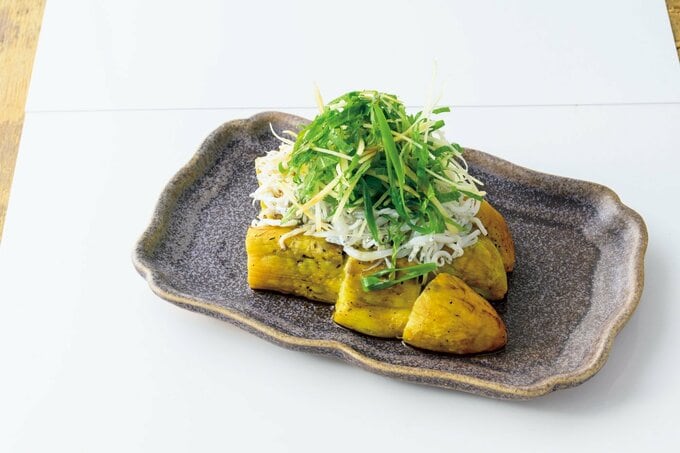 焼きナスのシラスのせ