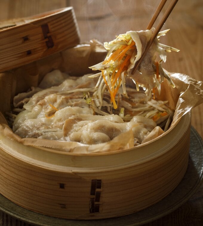 千切り野菜の豚肉蒸し