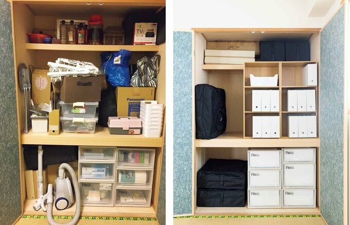 収納量を7割にする前と7割にした後を比較する画像