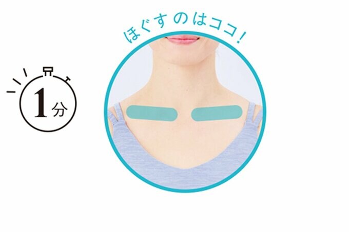 正面を向く女性の首元