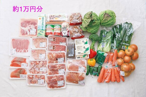 （1）　月初めに約1か月分の冷凍用食材を買い出し