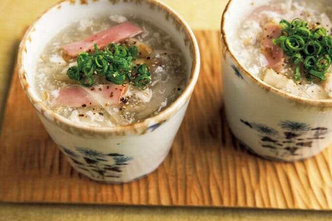 ゴボウとベーコンが入ったとろとろの汁物レシピ