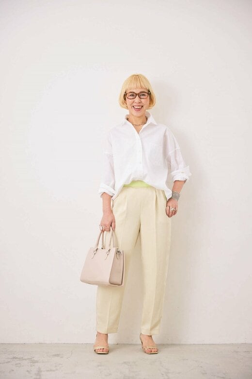 服を着こなす冨永さん 