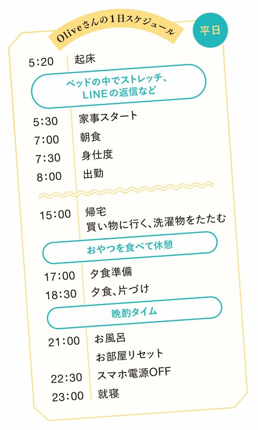 Oliveさんの1日スケジュール