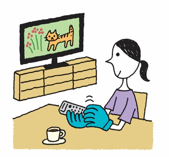 各部屋に掃除用手袋を用意してサッとふき掃除