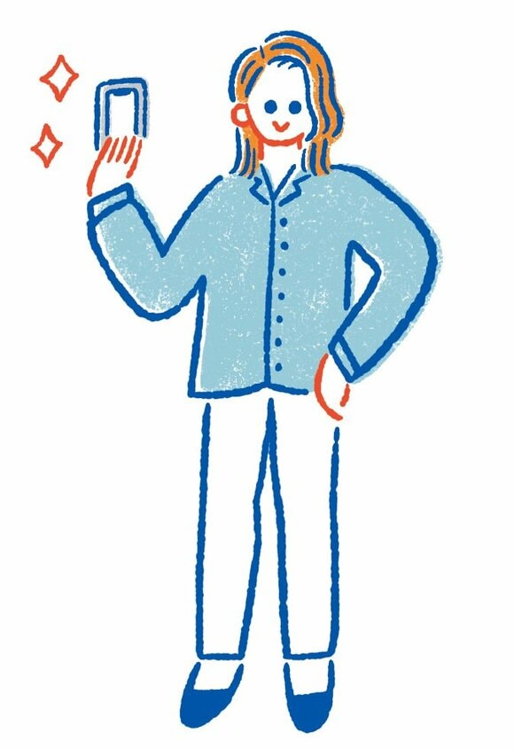 スマホを持った女性のイラスト