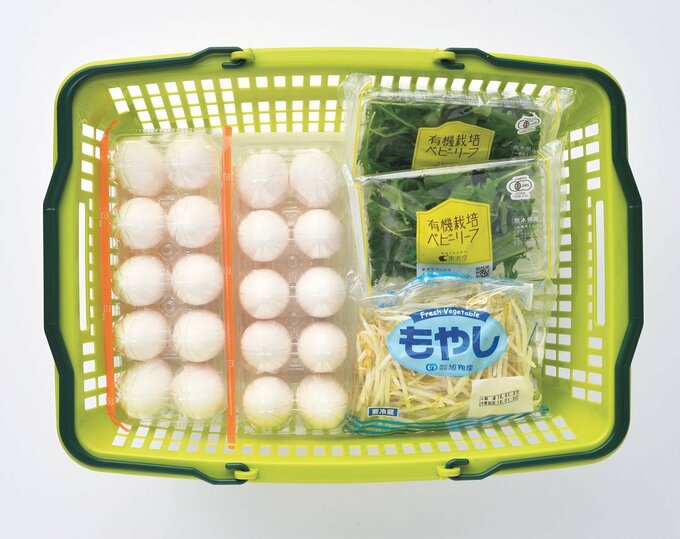 特売品を買う日の買い物カゴ