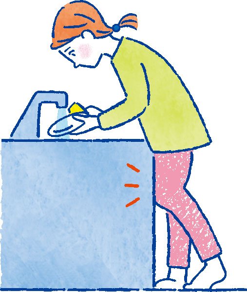 イラスト食器洗う女性