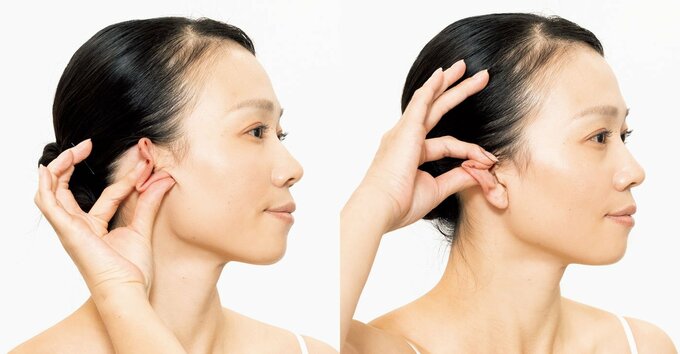 耳を折る位置を変えて揺らす