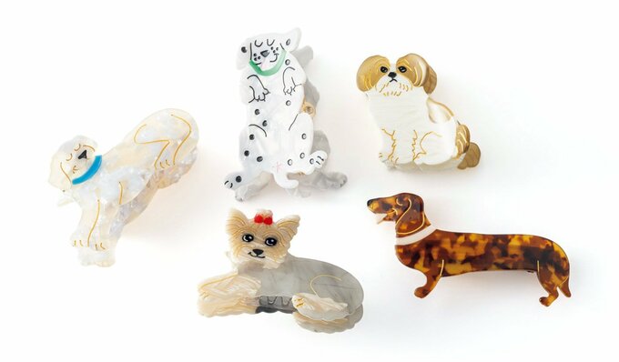 犬モチーフのヘアクリップ