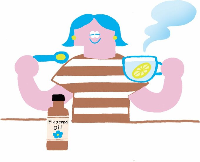 イラストレモンジュースを飲む女性