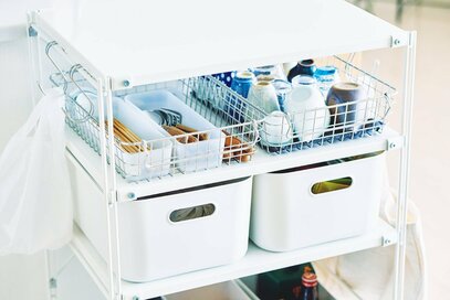 「無印良品」の収納アイテム組み合わせアイデア。シェルフだって「可動式」に