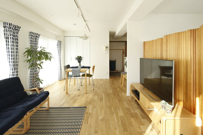 2LDKだった間取りをリノベーションしたワンルームのような大空間