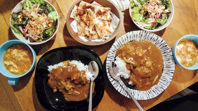 白菜カレー献立