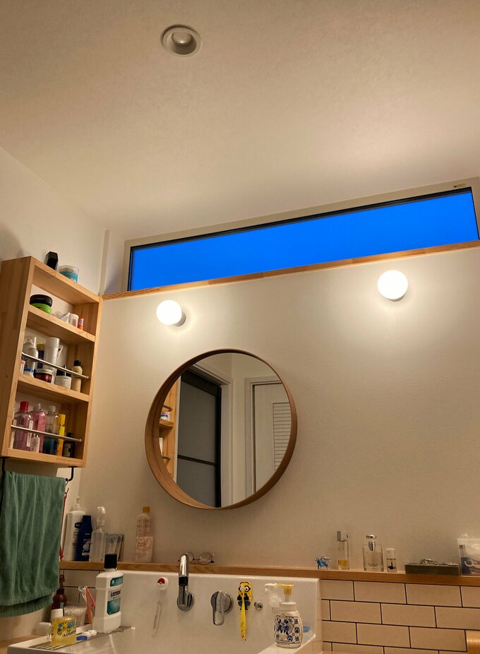 洗面所のブラケットとダウンライト