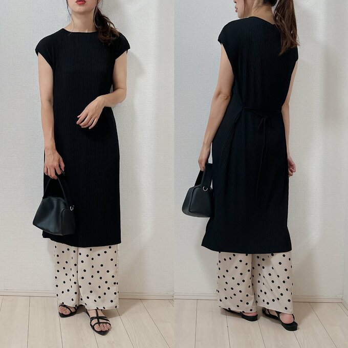 プリーツワンピースコーデ