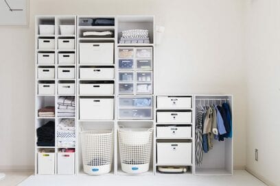 ニトリのカラーボックス3種類で、洗面所に完璧な収納ができた！