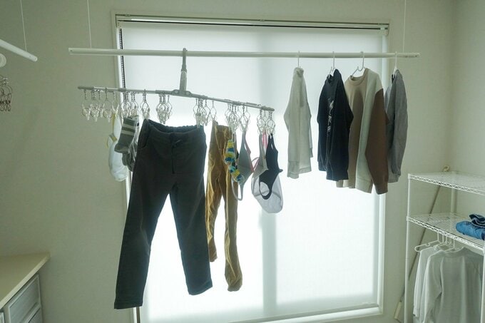 ランドリールームで室内干し