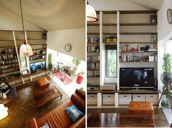 天高を利用した大きな書棚