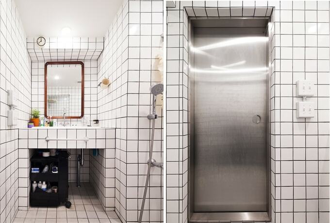 浴室の扉は分厚いステンレス