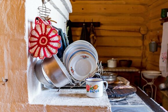 エストニアのタリン近くにある野外博物館のある家の台所