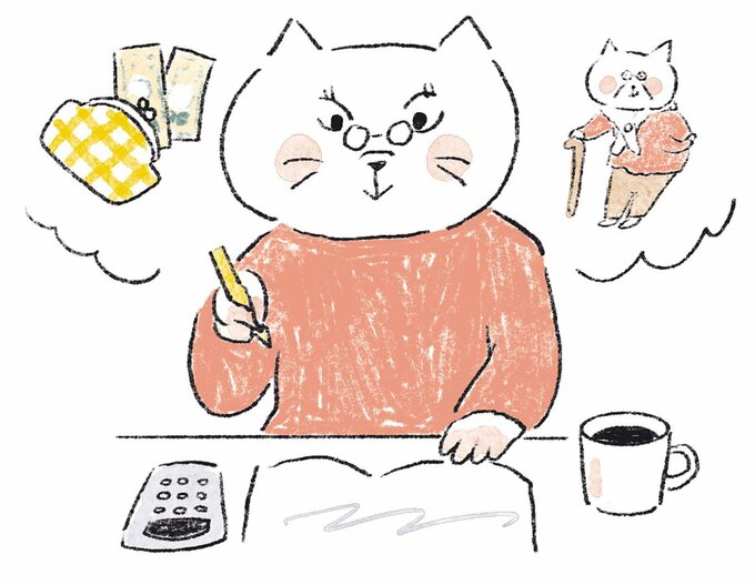 イラストデスクワークネコ