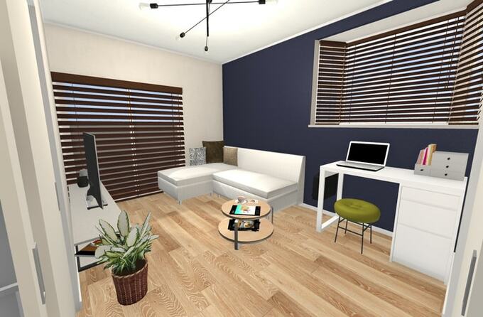 家具を替え、レイアウトも変えれば機能的なリビング兼夫婦の寝室に