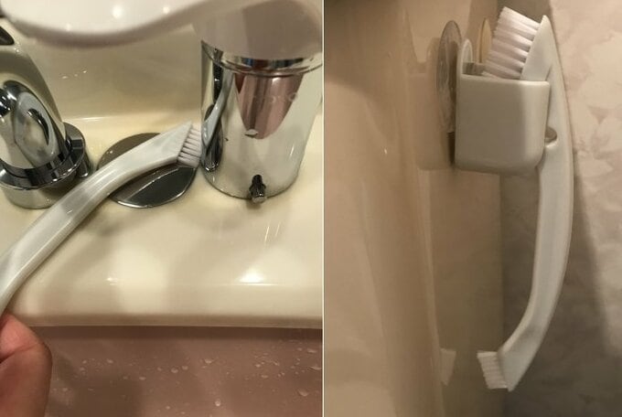 すき間ツインブラシで蛇口まわり掃除と収納
