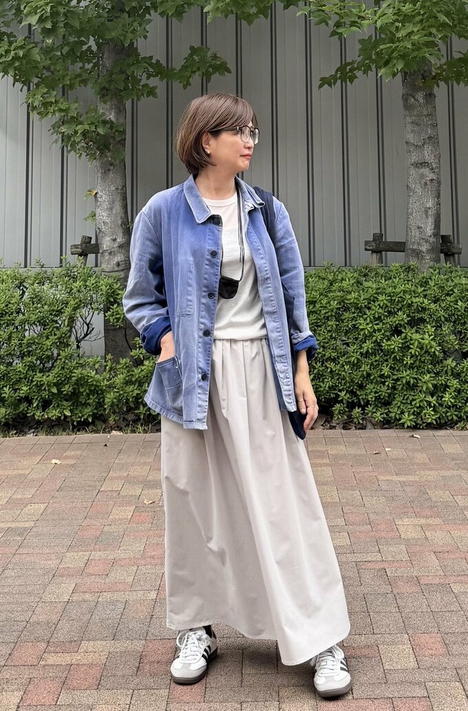 GUシアークルーネックTコーデ2