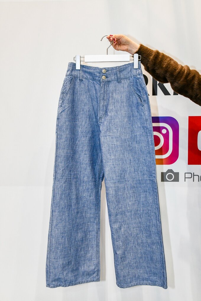 「LGREEN TECH ワイドDENIMパンツ」BANANA DENIM  2,500円