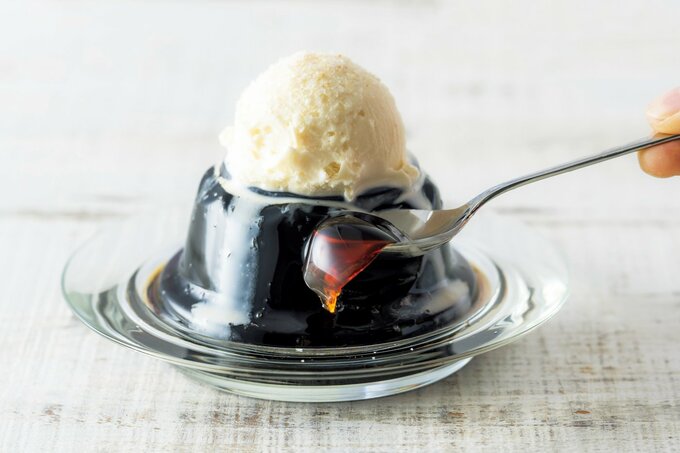 アイスをのせたコーヒーゼリー