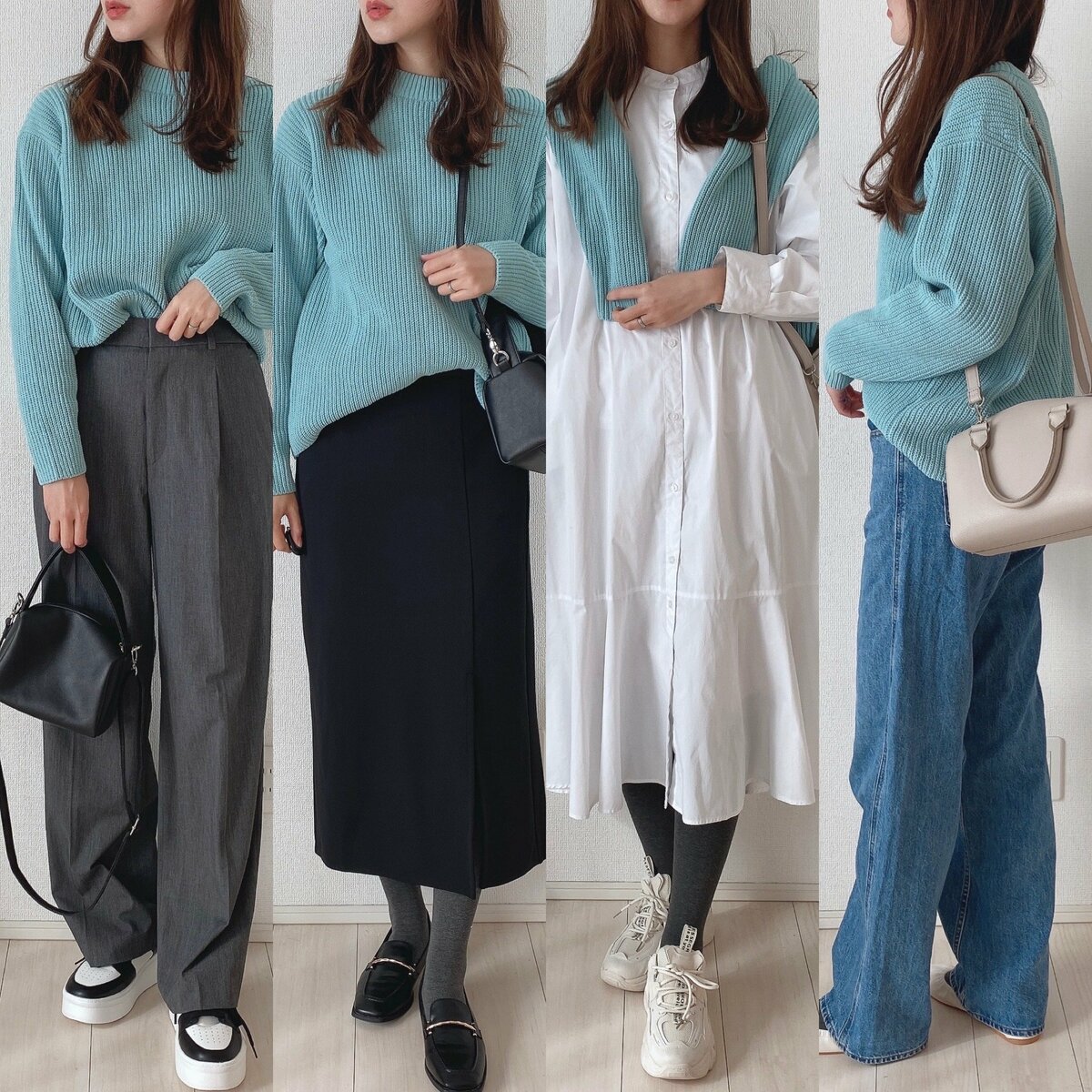 UNIQLO ニット 春秋冬 ペアルック くすみブルー S / L img_0b0aa217f723057d1daaa9a01a