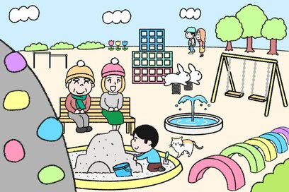 公園の風景…なにかが違う？5つ見つけたらエラい間違い探し