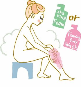 シェービング剤や石けんの泡で肌を保護する