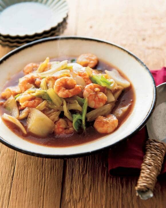 白菜とエビの中華煮