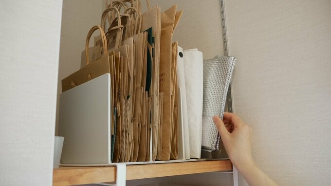 左から「小・大・その他」とサイズ順に並べて一括管理