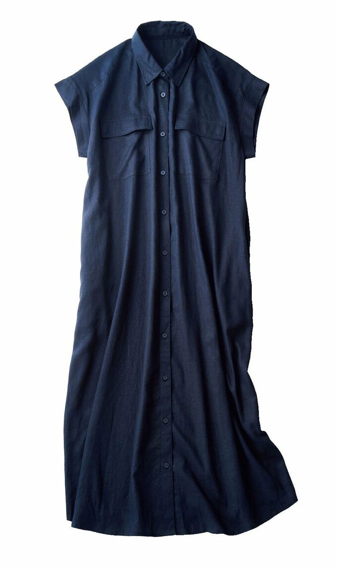 GUのリネンブレンドシャツワンピース